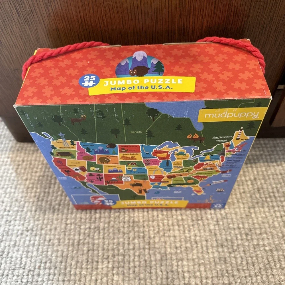 USA Map Puzzle Mud Puppy Large Big 25 Pieces Complete Jumbo Age 2+ CLEAN!